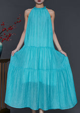 Load image into Gallery viewer, Modern Lake Green Cold Shoulder Silk Holiday Dress Summer