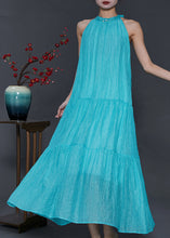 Load image into Gallery viewer, Modern Lake Green Cold Shoulder Silk Holiday Dress Summer