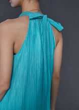 Load image into Gallery viewer, Modern Lake Green Cold Shoulder Silk Holiday Dress Summer