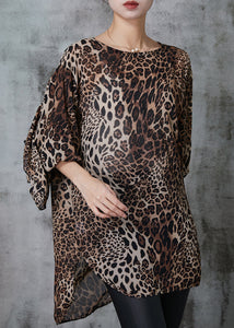 Modern Leopard Oversized Draping Chiffon Shirt Spring