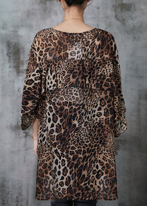 Modern Leopard Oversized Draping Chiffon Shirt Spring