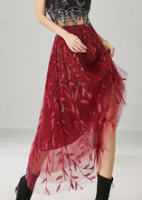 Load image into Gallery viewer, Modern Mulberry Embroidered Sequins Tulle Skirts Spring