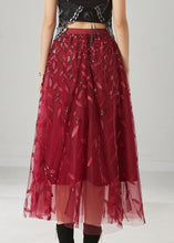 Load image into Gallery viewer, Modern Mulberry Embroidered Sequins Tulle Skirts Spring