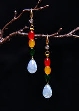 Load image into Gallery viewer, Modern Multicolour Gem Stone Droplet Shape Drop Earrings