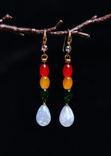 Load image into Gallery viewer, Modern Multicolour Gem Stone Droplet Shape Drop Earrings