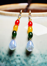 Load image into Gallery viewer, Modern Multicolour Gem Stone Droplet Shape Drop Earrings