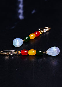 Modern Multicolour Gem Stone Droplet Shape Drop Earrings