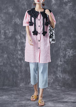 Load image into Gallery viewer, Modern Pink Jacquard Floral Cotton Shirt Dress Summer