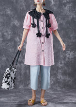 Load image into Gallery viewer, Modern Pink Jacquard Floral Cotton Shirt Dress Summer