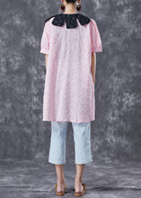 Load image into Gallery viewer, Modern Pink Jacquard Floral Cotton Shirt Dress Summer