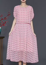 Load image into Gallery viewer, Modern Pink Print Silm Fit Fake Two Piece Dresses Summer