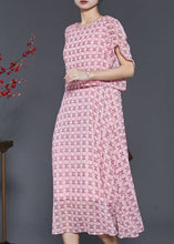 Load image into Gallery viewer, Modern Pink Print Silm Fit Fake Two Piece Dresses Summer