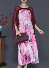 Load image into Gallery viewer, Modern Purple Square Collar Patchwork Print Chiffon Dresses Summer