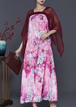 Load image into Gallery viewer, Modern Purple Square Collar Patchwork Print Chiffon Dresses Summer