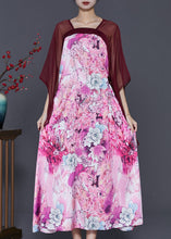 Load image into Gallery viewer, Modern Purple Square Collar Patchwork Print Chiffon Dresses Summer