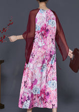 Load image into Gallery viewer, Modern Purple Square Collar Patchwork Print Chiffon Dresses Summer