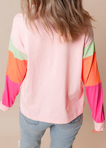 Modern Rainbow Patchwork O-Neck Sweatshirt Fall