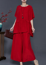 Load image into Gallery viewer, Modern Red Oversized Patchwork Cotton Women Sets 2 Pieces Summer