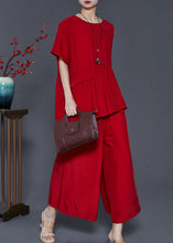 Load image into Gallery viewer, Modern Red Oversized Patchwork Cotton Women Sets 2 Pieces Summer