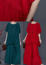 Load image into Gallery viewer, Modern Red Oversized Patchwork Cotton Women Sets 2 Pieces Summer