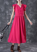 Load image into Gallery viewer, Modern Rose Chinese Button Exra Large Hem Cotton Vacation Dress Petal Sleeve