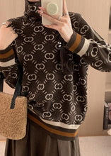 Load image into Gallery viewer, Modern Turtleneck Coffe Thick Striped Woolen Knit Pullover Fall