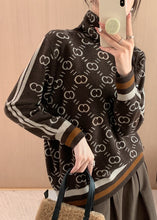 Load image into Gallery viewer, Modern Turtleneck Coffe Thick Striped Woolen Knit Pullover Fall