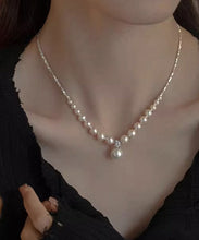 Load image into Gallery viewer, Modern White Copper Overgild Pearl Zircon Pendant Necklace