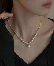 Load image into Gallery viewer, Modern White Copper Overgild Pearl Zircon Pendant Necklace