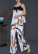 Load image into Gallery viewer, Modern White Print Patchwork Chiffon Two Piece Set Women Clothing Summer