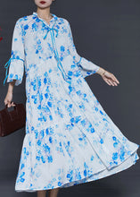 Load image into Gallery viewer, Modern White Ruffled Print Cotton Long Dresses Summer