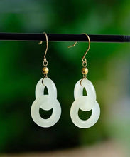 Load image into Gallery viewer, Modern White Silver Patchwork Jade Drop Earrings