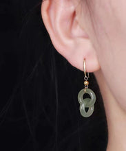 Load image into Gallery viewer, Modern White Silver Patchwork Jade Drop Earrings