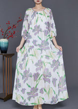 Load image into Gallery viewer, Modern White Tulip Print Chiffon Long Dress Summer