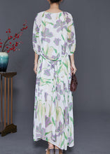 Load image into Gallery viewer, Modern White Tulip Print Chiffon Long Dress Summer