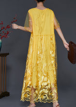 Load image into Gallery viewer, Modern Yellow Embroidered Hollow Out Tulle Dresses Summer