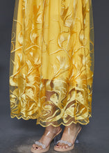 Load image into Gallery viewer, Modern Yellow Embroidered Hollow Out Tulle Dresses Summer