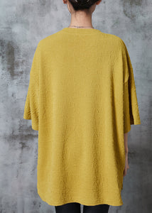 Modern Yellow Oversized Jacquard Cotton Tank Tops Summer