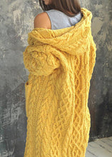 Load image into Gallery viewer, Modern Yellow Pockets Cozy Cotton Knit Maxi Cable Cardigans Fall