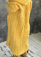 Load image into Gallery viewer, Modern Yellow Pockets Cozy Cotton Knit Maxi Cable Cardigans Fall