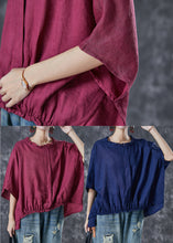 Load image into Gallery viewer, Mulberry Loose Linen Shirt Top Ruffled Batwing Sleeve