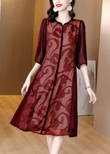 Load image into Gallery viewer, Mulberry Patchwork Silk Long Dresses Half Sleeve