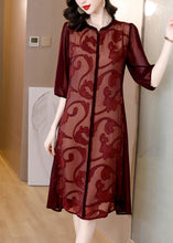 Load image into Gallery viewer, Mulberry Patchwork Silk Long Dresses Half Sleeve