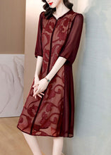 Load image into Gallery viewer, Mulberry Patchwork Silk Long Dresses Half Sleeve