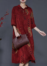 Load image into Gallery viewer, Mulberry Print Draping Silk Dress Peter Pan Collar Summer