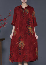 Load image into Gallery viewer, Mulberry Print Draping Silk Dress Peter Pan Collar Summer