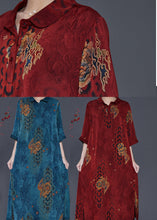 Load image into Gallery viewer, Mulberry Print Draping Silk Dress Peter Pan Collar Summer