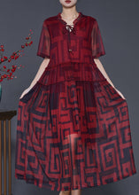 Load image into Gallery viewer, Mulberry Print Tulle Long Dresses Ruffled Summer