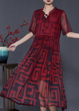 Load image into Gallery viewer, Mulberry Print Tulle Long Dresses Ruffled Summer