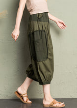 Load image into Gallery viewer, Natural Army Green Pockets Patchwork Cotton Lantern Pants Summer